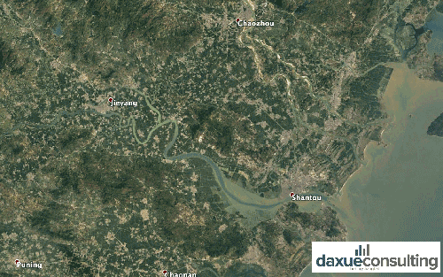 China's urbanization of the tri-city area Guangzhou, Shantou, Jieyang, Chaozhou